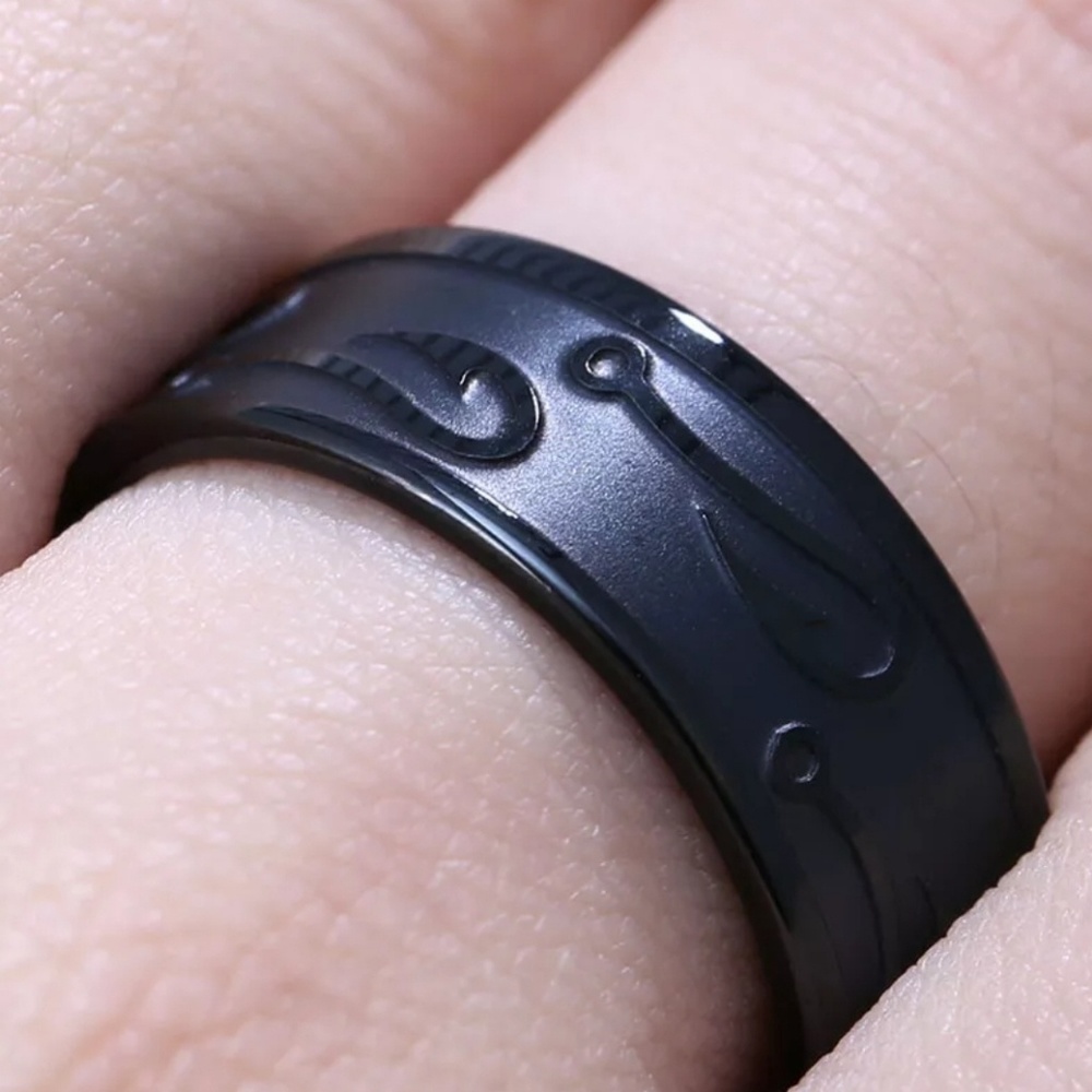 Stainless steel wedding band ring 10 black